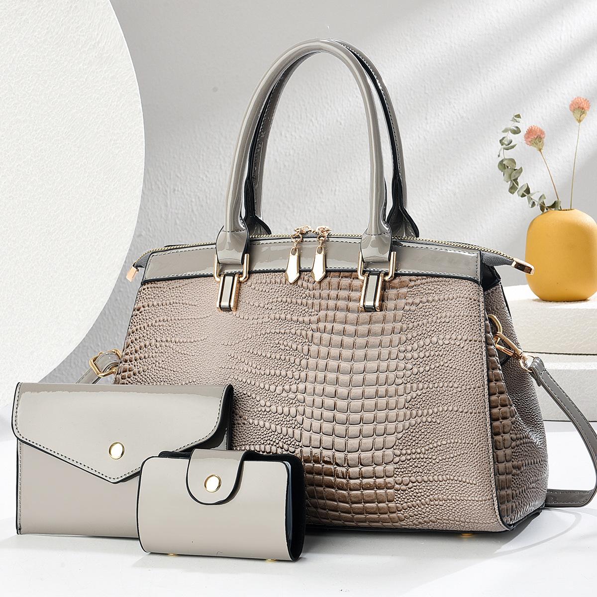 

Latest Trendy Style Women s Bag Europe and United States Trendy Style Middle-aged Women s Bag Crocodile Pattern Bright Leather Women s Bag Handbag .