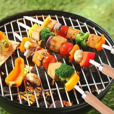 340 Stal nierdzewna BBQ Długie Szpikulce Przenośne Nierdzewne Szpikulce do Grillowania Profesjonalne Szpikulce Do Grillowania Szpikulce Do Grillowania Na Zewnątrz Narzędzia Do Grillowania 6 Sztuk