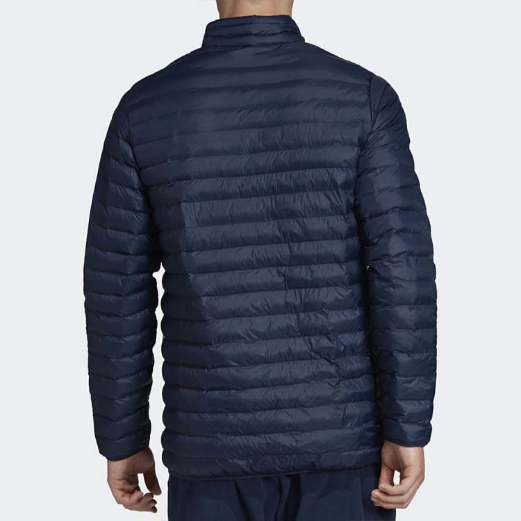 Adidas Color Block Logo Print Stand Collar Quilted Cotton Jacket Men Jacket Navy-Blue EH5624