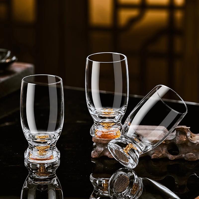 2/4/6pcs Crystal Liquor Glasses Set 100ml Vodka Shot Glass Wine Glasses Golden Whiskey Glass Spirits Sake Soju Brandy Tea Cup