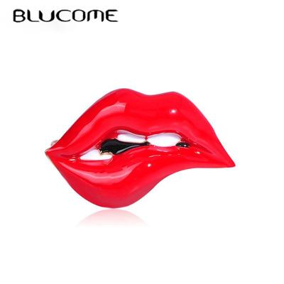 Red Lip Enamel Brooches Jewelry Women Men Party Banquet Daily Alloy Pins Hat Bag Dress Accessories Collar Ornaments Gifts