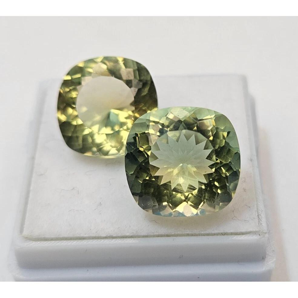 Natural Bi-Color Tourmaline Cushion Cut 8-9 Ct Pair Stunning Certified Gemstone