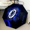 Niebieski Parasol Automatycznie Składany z Logo Chelsea Football Club - 8-żebrowy Parasol Podróżny z Automatycznym Otwieraniem/Zamykaniem i Przenośnymi Prezentami na Święta lub Urodziny