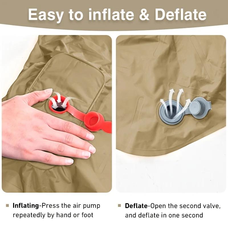 1pc Automatic Inflation Camping Footrest - Outdoor Diamond TPU Mattress/Pillow Portable for Tent Sleeping Pad & Camping Use