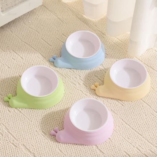 Pet Bowl with Anti-Slip Mat Base Stable Non-Slip Cat Food Bowl Tilted Design Rounded Arc Smooth Edges Pet Cat Feeding