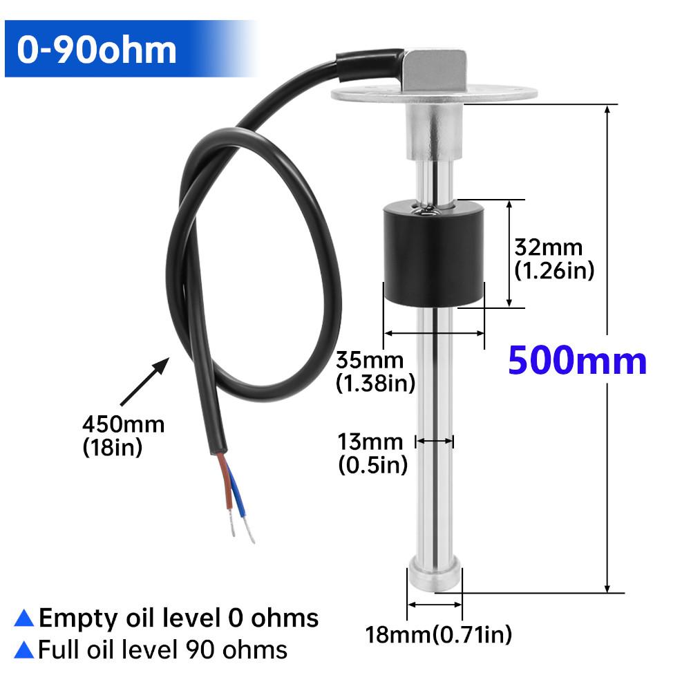Customized Marine Boat Gauge 52MM Fuel Level Gauge 0-90 Ohm With Red LED For A3 A5 Liquid Level Sensor 150 200 225 250 275 500mm