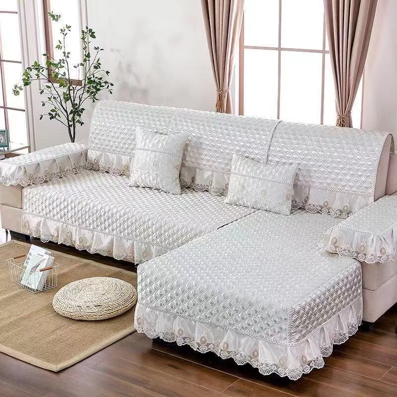 

Sofa Cushion All Year Round Universal Sofa Cover All-Inclusive Non-Slip Fabric Modern Minimalist Chinese Style Suit Cushion Sofa Cushion Silk [beige]] 60*90cm [handrail]]