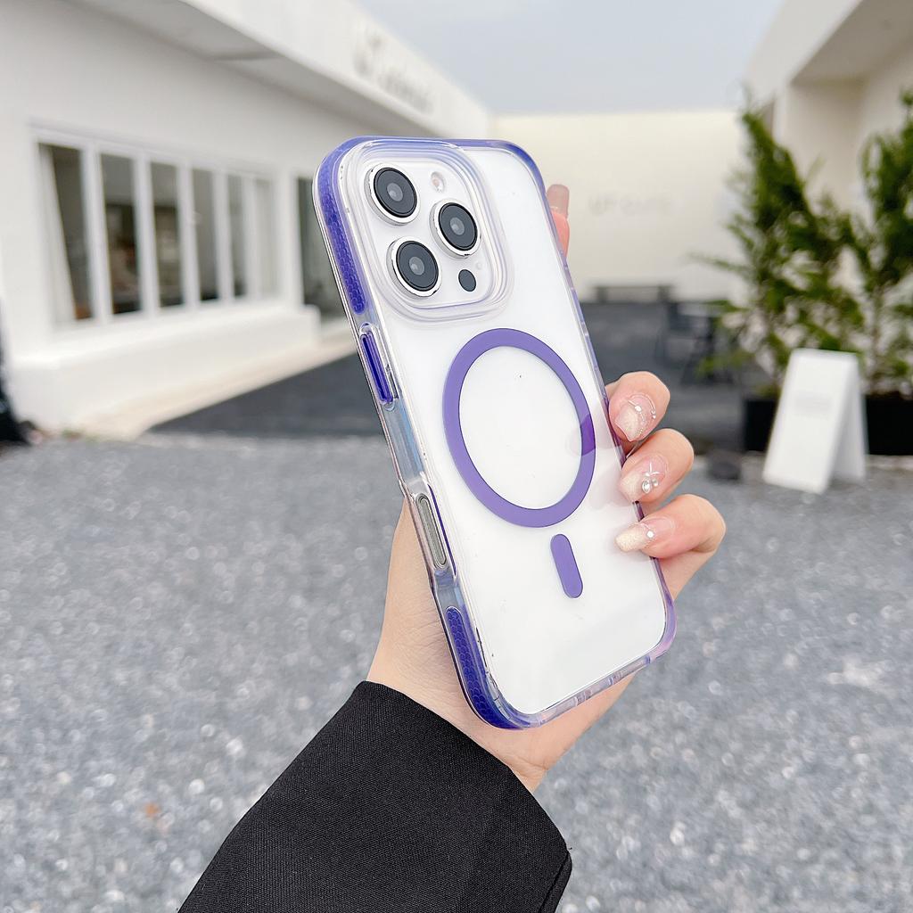 For iPhone 16 Pro Case Compatible with MagSafe Clear TPU Acrylic Phone Back Cover