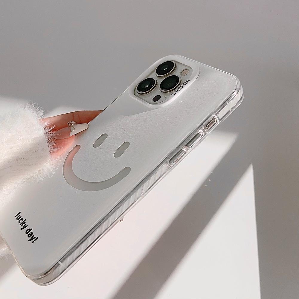 Electroplated Smiley Face iPhone 15/14 Pro Max Phone Case, 12/13, Simple Korean Style, 11 Drop-proof, 14 Hard