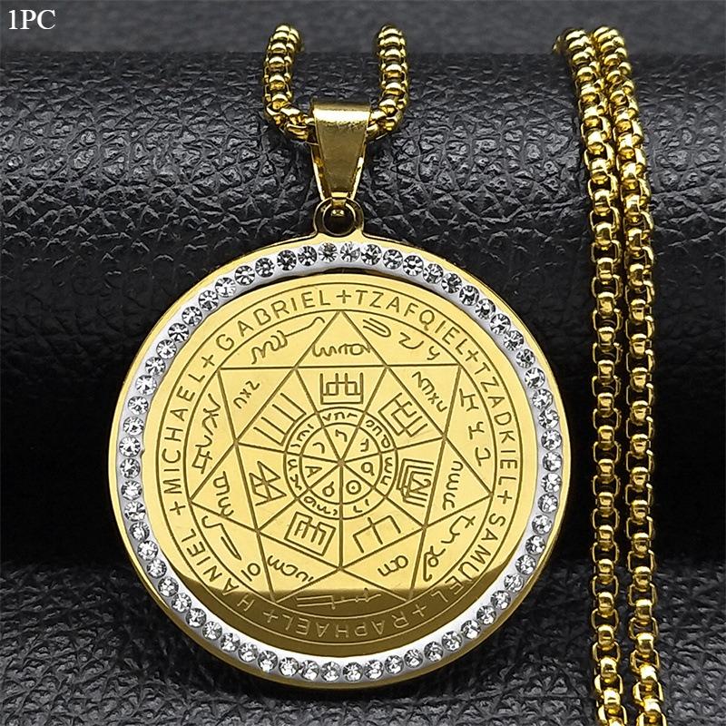 

1 шт. Ожерелье из нержавеющей стали, ювелирное изделие, Магический массив Семи Архангелов, Круглая подвеска с логотипом, DIY аксессуары