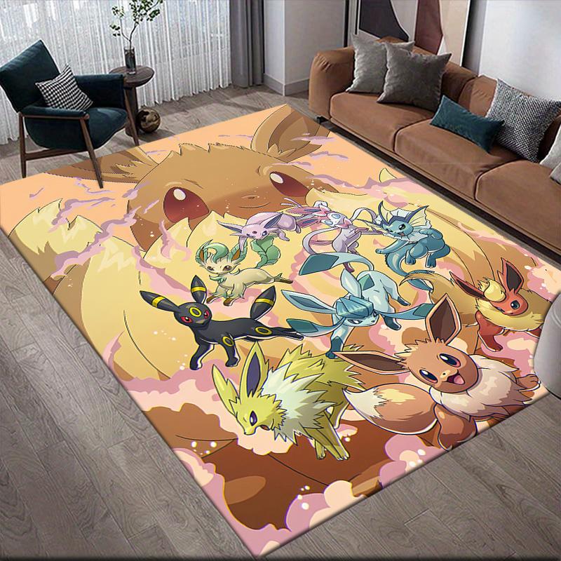 Cute Pokémon 2 Anti-Slip Rug, Rectangular Carpet for Living Room, Bedroom & Sofa Zone, Ideal Home Decor