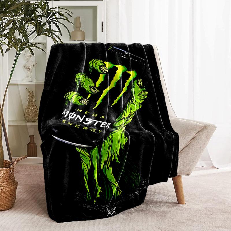 1pc Blanket - Monster Energy LOGO Print Design, Lightweight Blanket for Sofa, Bed- Soft &Warm, Gift for All Seasons