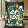 Custom Text Flannel Throw Blanket, Lightweight Cozy Bed Sofa BlanketCeltic FC