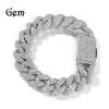 European American Hip Hop Men's High-End 18mm Silver Cuban Link Bracelet with Copper & Zirconium Box Clasp
