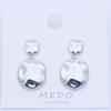 Gold Alloy Geometric Stud Earrings with Pleated Design