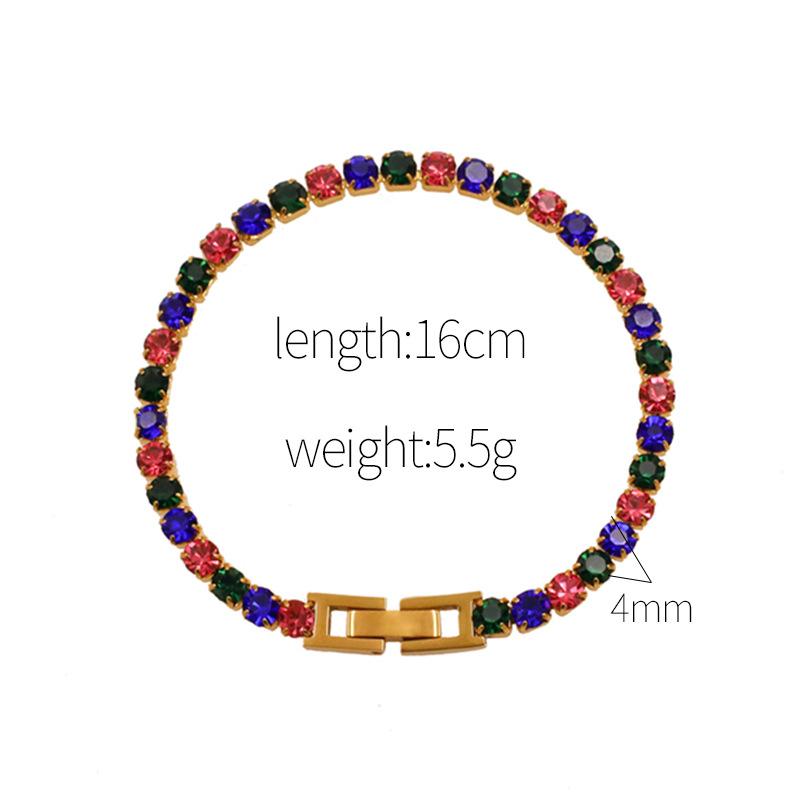 Jewelry, Jewelry Buckle, Colored Zircon, Contrasting Color Design, Jewelry, Light Luxury Diamond-Encrusted, Simple Titanium Steel Bracelet.