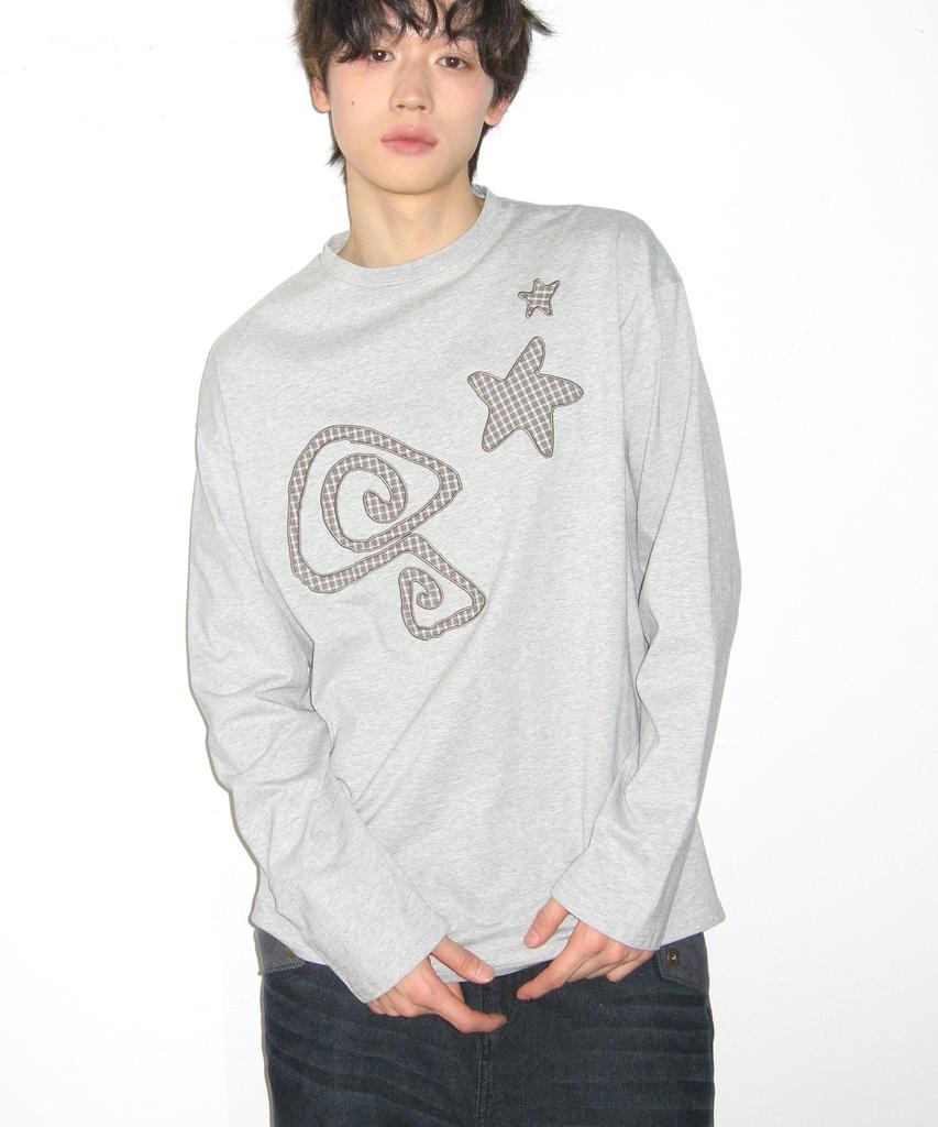 SOMEPLACE MAN Multi Basic Applique Graphic Long Sleeve Oversized Long-Sleeve T-Shirt_3 Colors