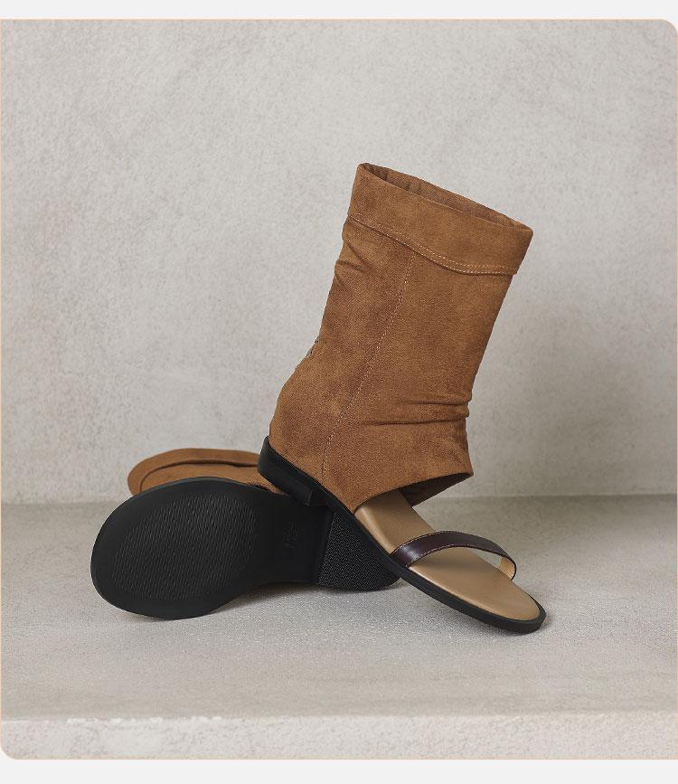 One line fashion cool boots for women, 2026 summer new Western style women's sandals, retro British vacation women's boots