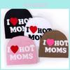 Knit Hat With I Hot Moms Letter Pattern For Fall Winter Outdoor Warmth