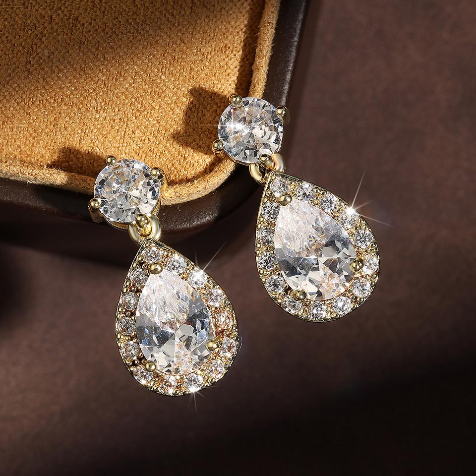 

Серьги-подвески ZAKOL Classic AAA Кубический цирконий Капля воды для женщин Элегантные Блестящие Хрустальные Свадебные Циркониевые