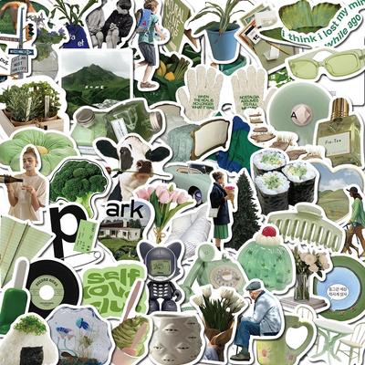62 pezzi adesivi estetici verdi INS vintage per decorazioni fai da te bambini notebook bagagli motocicletta portatile frigorifero decalcomania giocattoli