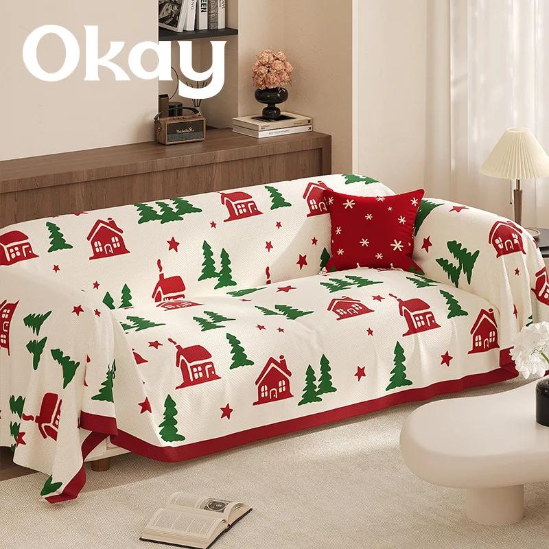 Christmas Decoration Sofa Couch Cover Stretch Corner Sofa Covers L Shaped Sofa Slip Cover Protector Bench Cover Thin Fabric