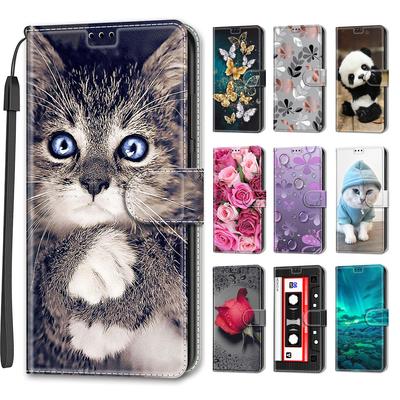 Luxury Painted Leather Case Wallet Book Style Protective Cover for Samsung Galaxy S25 S24 S23 S22 S21 Ultra Plus S24FE S23FE S20 S10 S9 S8 S7