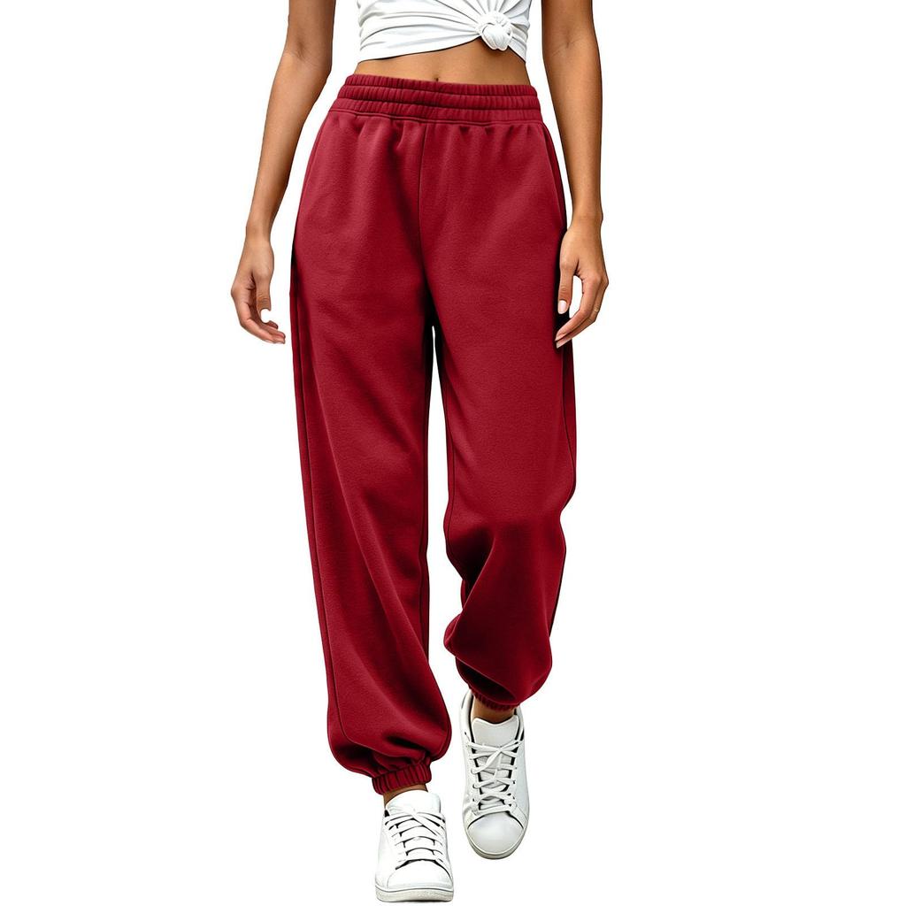 Pantaloni della tuta da donna a vestibilità larga con tasche e elastico in vita per abbigliamento casual