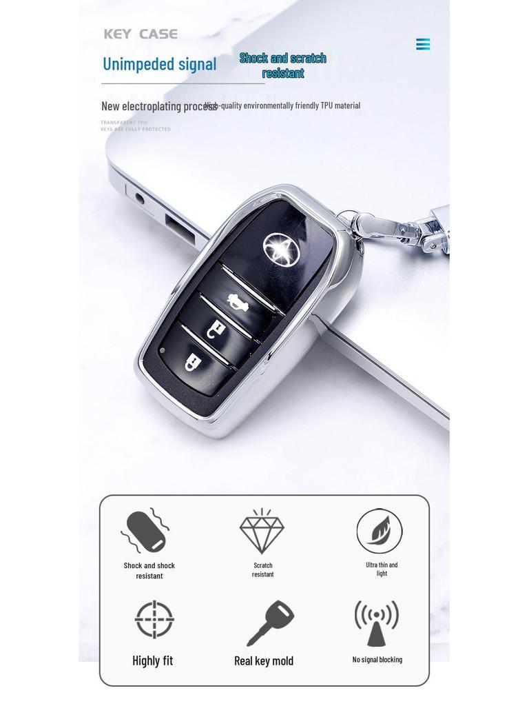 Toyota Key Cover for Camry, Avalon, RAV4, Venza, Highlander, Ling Shang - Half-Pack Shell