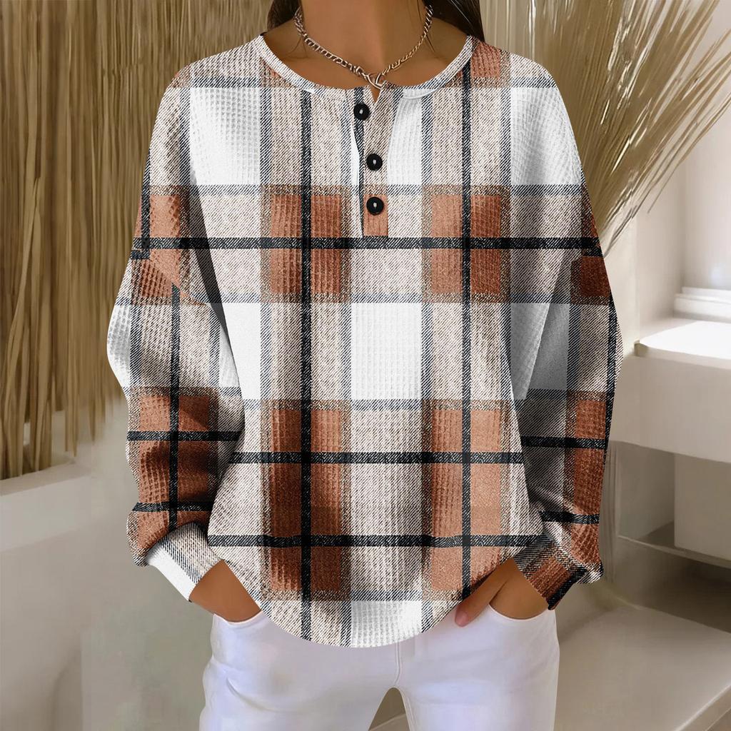 Women's Casual Shirts Long Sleeve Tops Button Up V Neck Loose Knit Fall Favorites For Women