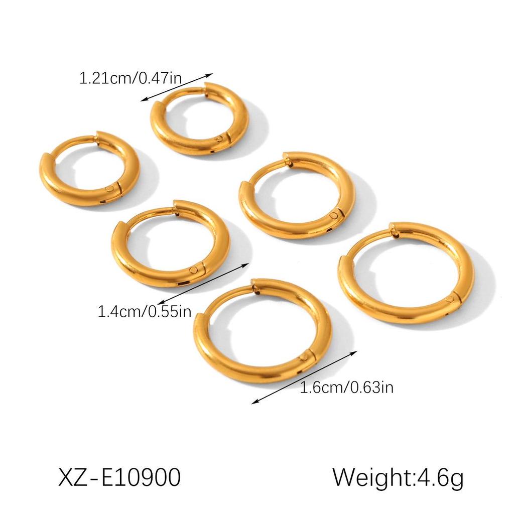 18k Gold Stainless Steel Hoop & Ear Cuff Set - European & American Style, Simple & Versatile Titanium Steel Jewelry.