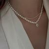 Korean Versatile Neck Chain Collarbone Chain French Retro Water Drop Zircon Freshwater Pearl Necklace