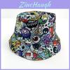 Nuevo Sombrero de Pescador con Estampado Creativo de Dibujos Animados para Hombres y Mujeres, Sombrero de Cubeta Reversible para Ocio al Aire Libre en Verano