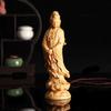 12cm Holzschnitzerei Guanyin Figur Avalokitesvara Kleine Buddhistische Buddha Statue Ästhetische Zimmer Schreibtisch Dekoration Ornamente Heimdekor