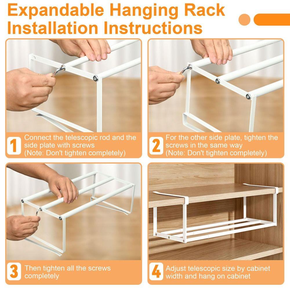 Organizer 15.7-27.6 In Shoe Rack Hanging Retractable Shoe Storage Multifunctional Adjustable Under Cabinet Shelf Closet