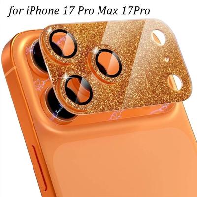 Bling Full Glitter Lens Protector Full Cover Metal Tempered Glass Camera Lens Cover Anti Scratch for IPhone 17Pro 17 Pro Max