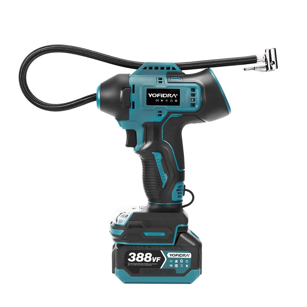 Yofidra 1100kpa Electric Air Pump Cordless Inflatable Pump With Digital Display Portable Car  Pneumatic Tool For Makita 18V Battery