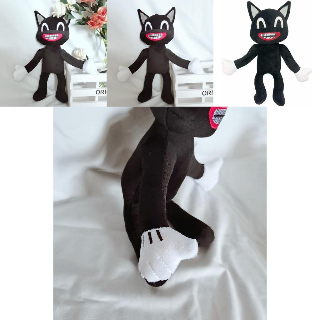 Adorable Black Cartoon Cat Plush Toy Stuffed Doll Perfect For Halloween Decorations