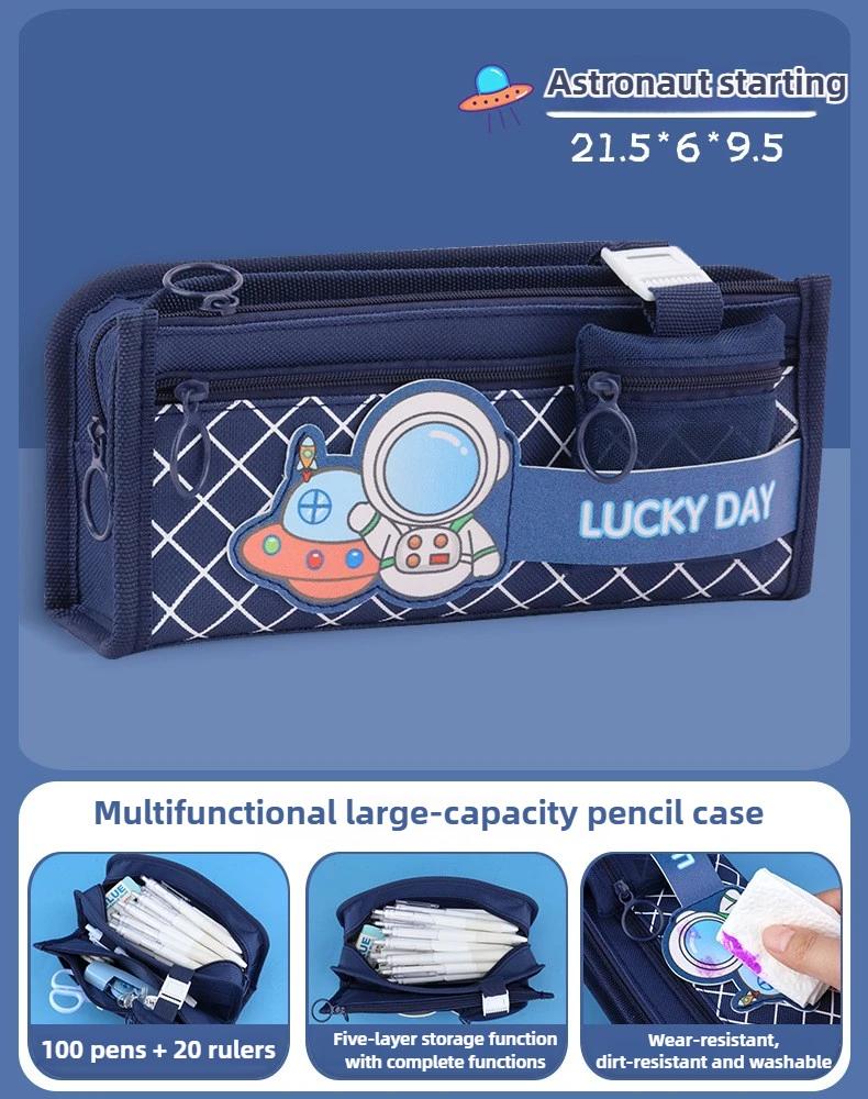 Mehrschichtige Aufbewahrung Schüler-Federmäppchen Große Kapazität Cartoon Schreibwaren Aufbewahrungstasche Multifunktionales Schüler-Federmäppchen