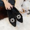 2025 Mao Mao Shoes Women's Autumn and Winter Models Mink Fleece Rhinestone Pregnant Women's Fleece Beanie Shoes Large Size Women's Shoes 41-43 Height