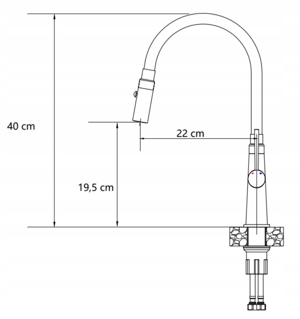 Gray Granite Sink Nayes 62x44 + Siphon + Faucet + Plug