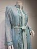 AB333 Elegant Middle Eastern Two-Piece Robe Set with Belt - Dubai Long Cardigan Dress