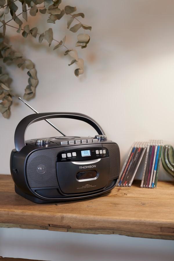 Radiorekorder Thomson RK200CD tragbarer CD-/Kassettenplayer mit FM/AM-Radio, Thomson
