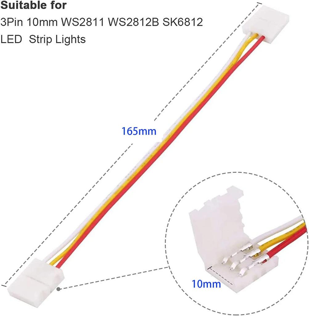 GTIWUNG 3-pin 10mm LED Connector Kit, Strip-to-Strip Jumper, L-shaped Gapless Connector for LED Strips