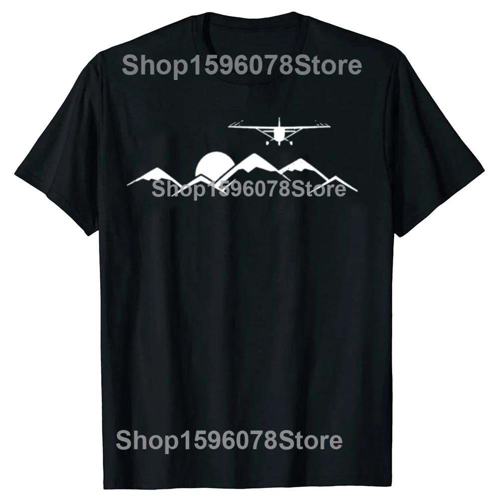 Lustiges Flugzeug über Bergen Geschenk für Piloten T-Shirts Herren Baumwolle Humor Streetwear T-Shirt Kurzarm Unisex Lockere Kleidung