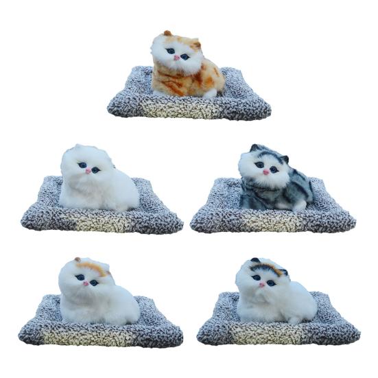 Simulovaná kočičí hračka s podložkou z bambusového uhlí pro odstranění zápachu, mňoukající plyšové kotě, vycpané zvířátko, panenka, domácí kancelář, stolní dekorace, ozdoba