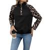 A New Autumn Casual and Individualized Street-style Semi-high Collar Cardigan with Leopard Print for Women