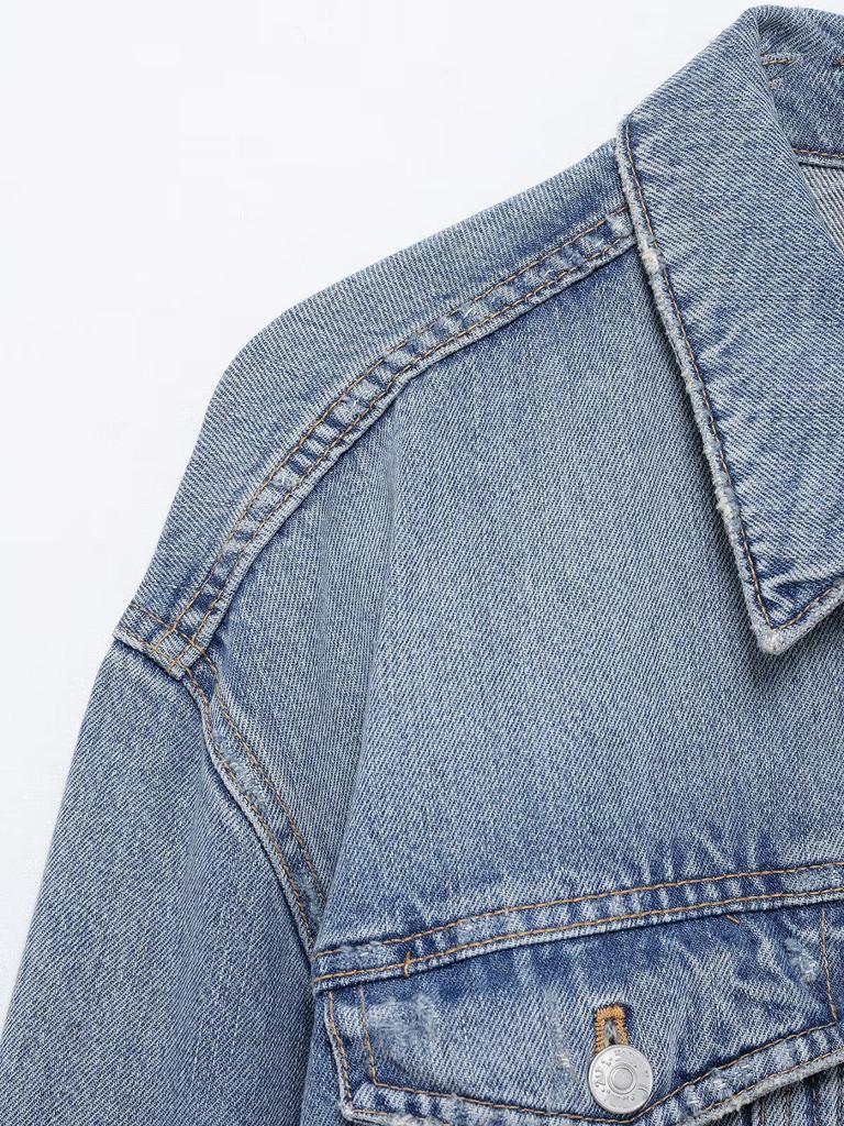 2025 Spring Women's Fashion Embellished Denim Jacket & Jeans Set