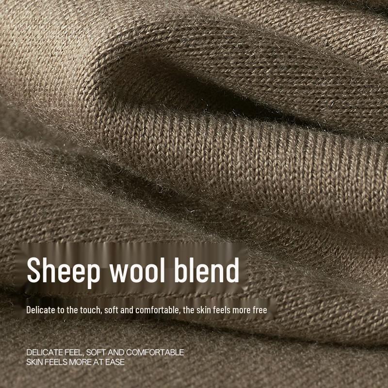 Septwolves Men's High-Neck Fleece-Lined Wool Blend Pullover Sweater