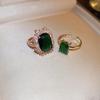 Emerald Open Ring - Retro European and American Palace Style Fashion Jewelry for Women